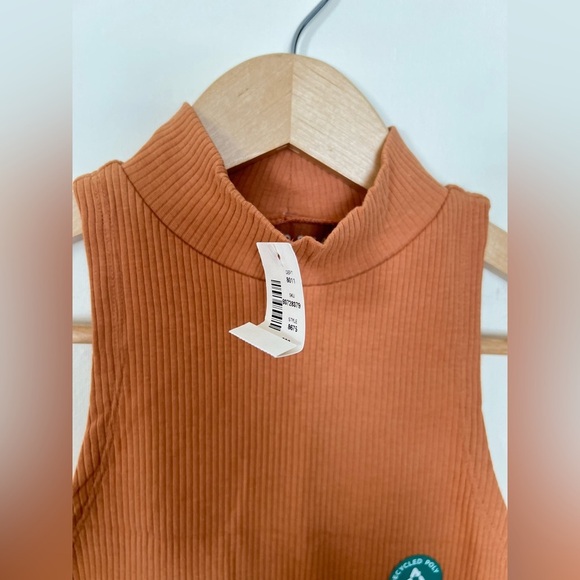 Aeropostale Women Crop Tank Top Medium Brown Ribbed Turtle Neck Casual Boho Chic - Picture 4 of 14